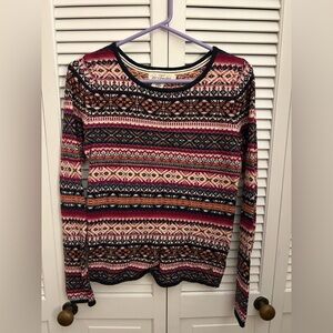 Colorful Patterned Crew Neck Sweater